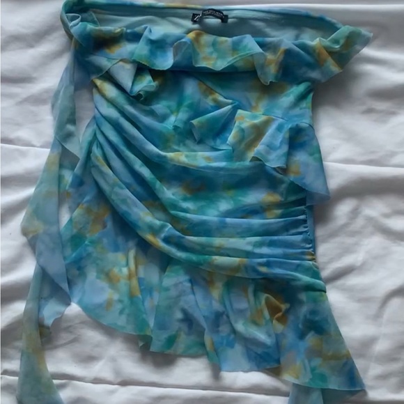 Small Blue & Yellow Zara Ruffled Top 🩵💛 - Picture 3 of 6